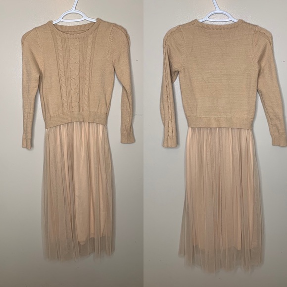 Soft Cable Knit Sweater Dress With Tulle Skirt - Picture 3 of 7